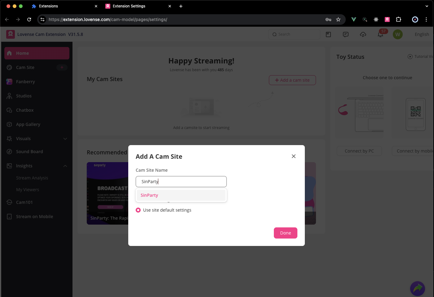 Lovense Select Sinparty