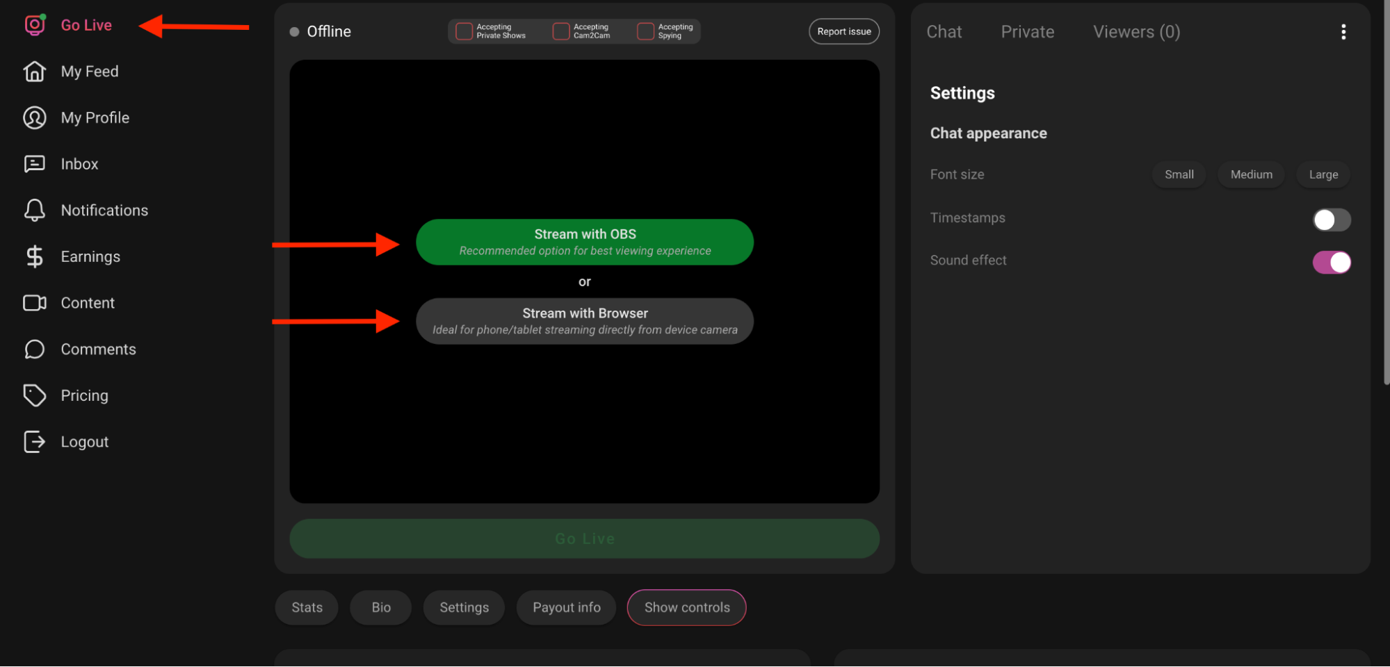 Multi options for go live