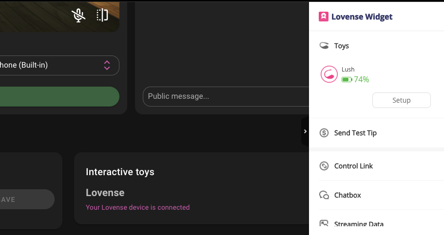 Lovense Widget Toy Connected