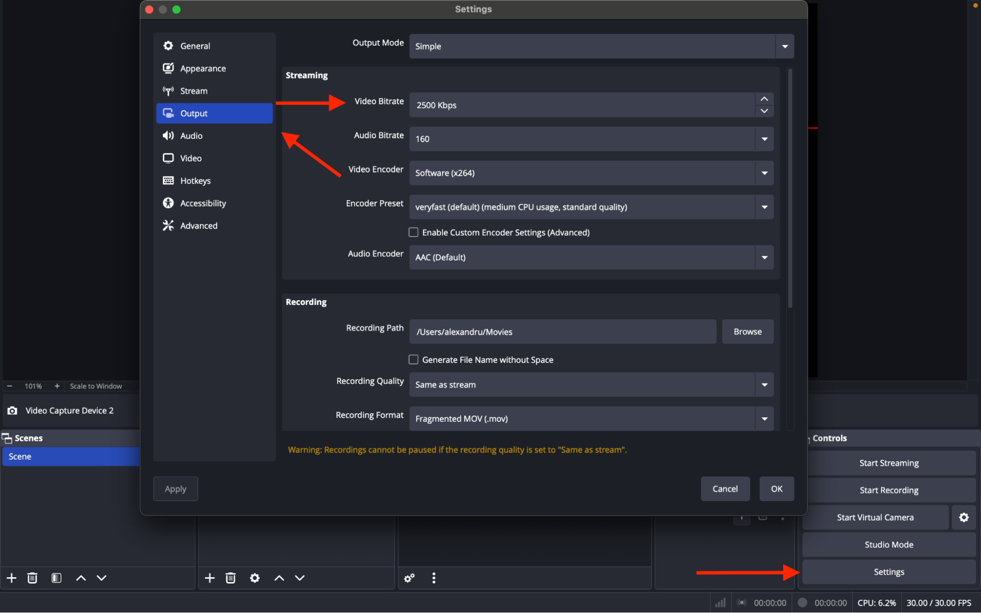 OBS Bitrate Settings
